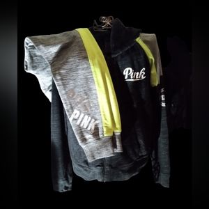 PINK Victoria's Secret Signature Logo Zip Up Hoodie & Sweatpants Leggings